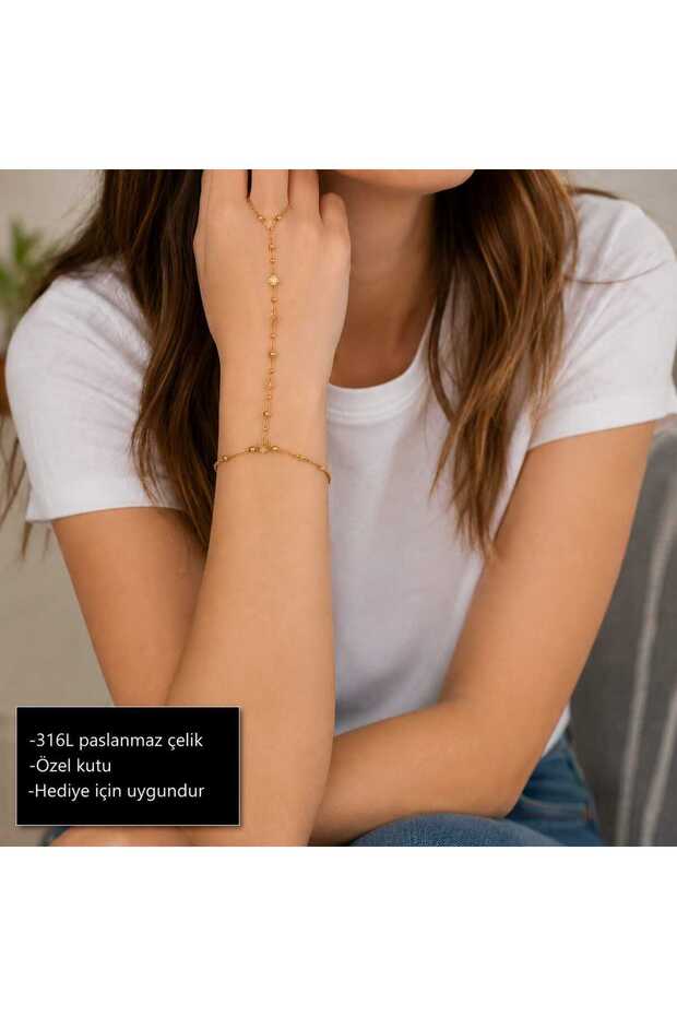 Aurelia Grace Hand Chain Bracelet Minimal Detailed Stylish Şahmeran Bracelet