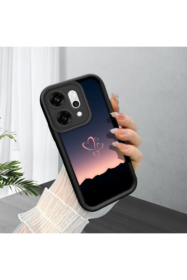 Oppo Reno14 Pro Compatible Black Silicone Case with Shockproof Camera Protection