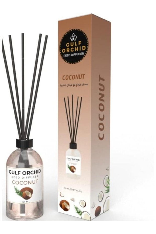 Gulf Orchid Coconut Reed Diffuser Aromatherapy Air Freshener Fragrance - Perfect for Home, Livingroom, Bedroom, Toilet, Closet & Office - 110ml
