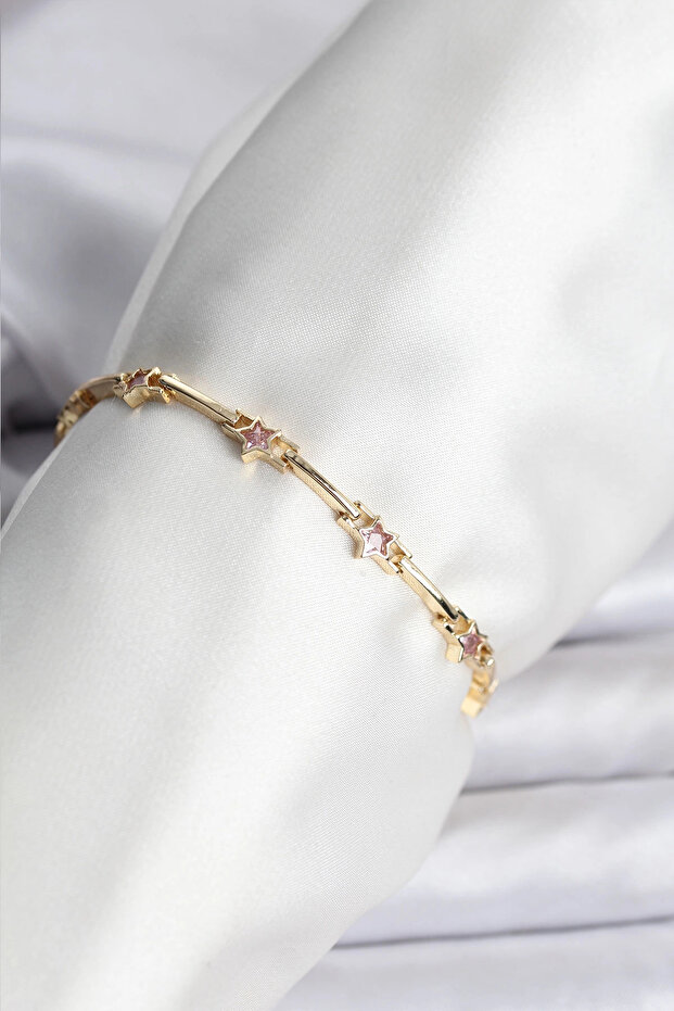 Star Model Gold Color Brass Bracelet