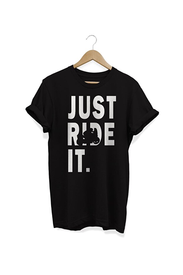 Just Ride It Printed Black T-Shirt
