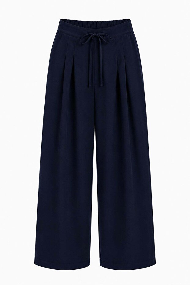 Novra Lace-Up Tensel Trousers Navy Blue