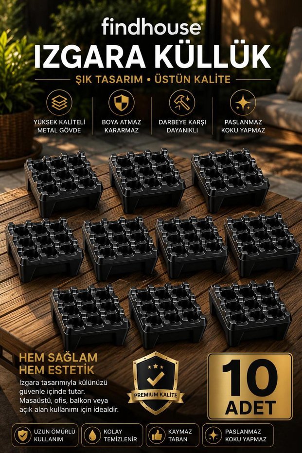 Premium Quality 10 Pieces Black Color Grill Ashtray for Home, Office, Cafe, New Generation Cafe, Restaurant, Hotel