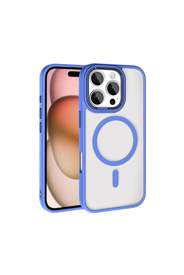 iPhone 16 Pro Max Case Magsafe Transparent Back Face Camera Raised Silicone Brsa