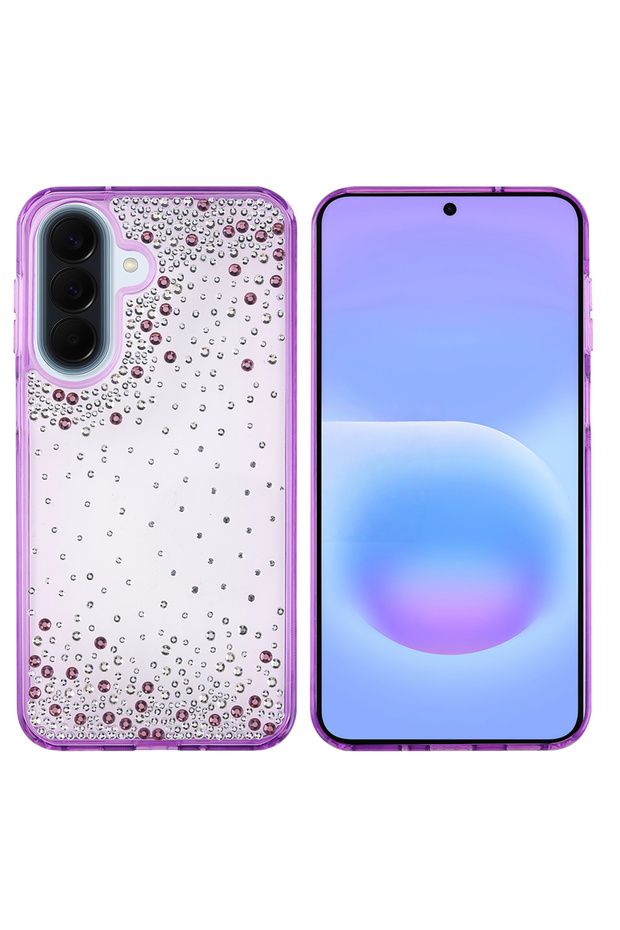 Galaxy A36 Case Camera Raised Glittery Drop Stone Silicone Shrp