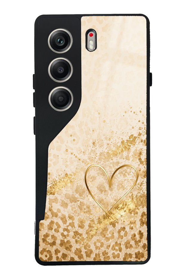 Tecno Camon 40 Golden Heart Glow Design Glossy Phone Case