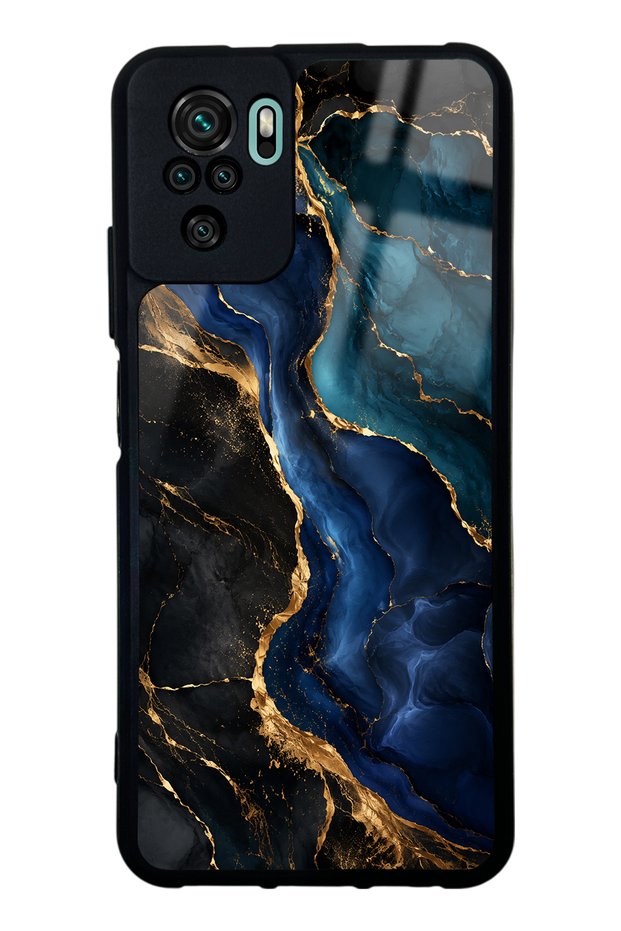 Xiaomi Redmi Note 10 Glossy Phone Case with Midnight Sapphire Marble Design