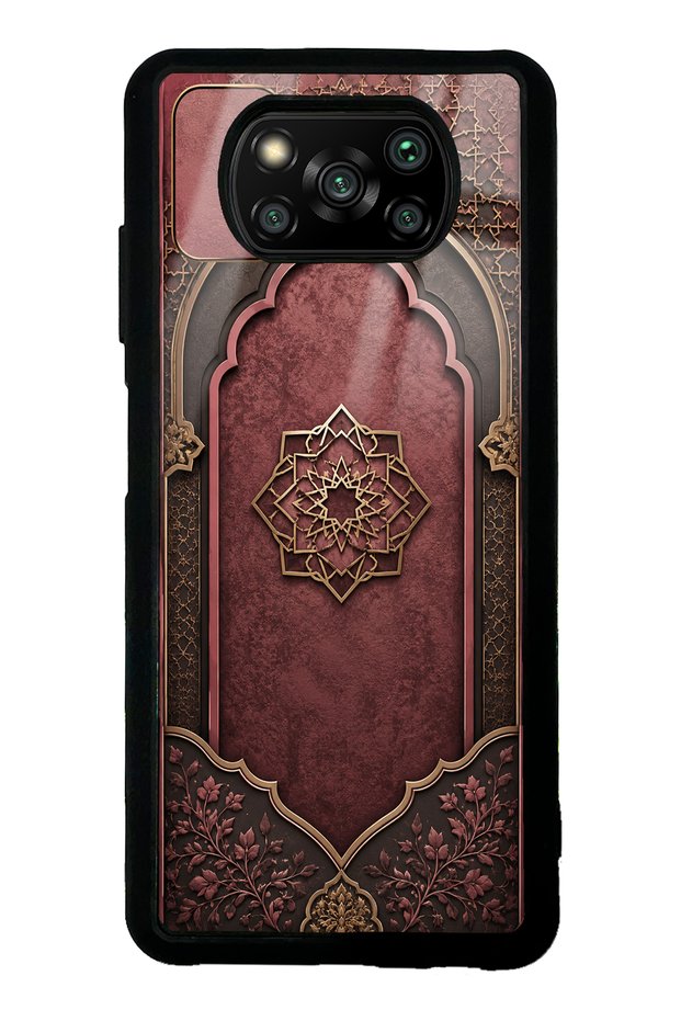 Xiaomi Poco X3 Burgundy Glossy Phone Case with Ottoman Emblem Design