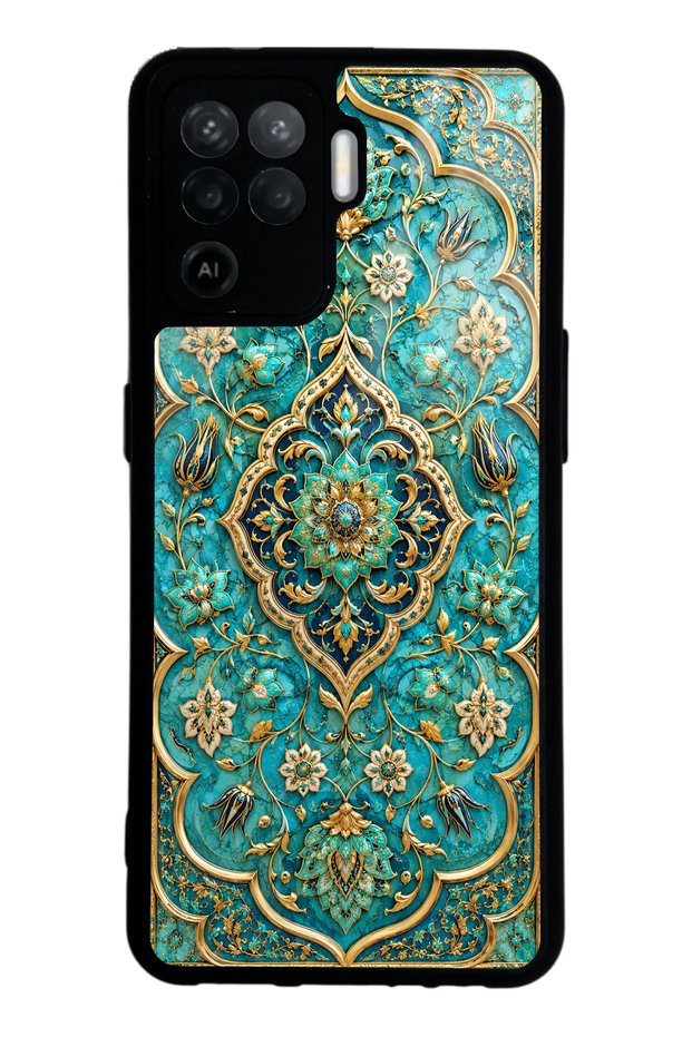 Oppo Reno 5 Lite Glossy Phone Case with Turquoise Ottoman Jewel Design