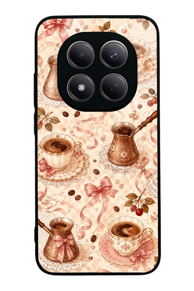 Xiaomi Redmi Note 15 Pro Glossy Phone Case with Blush Coffee Bow Design