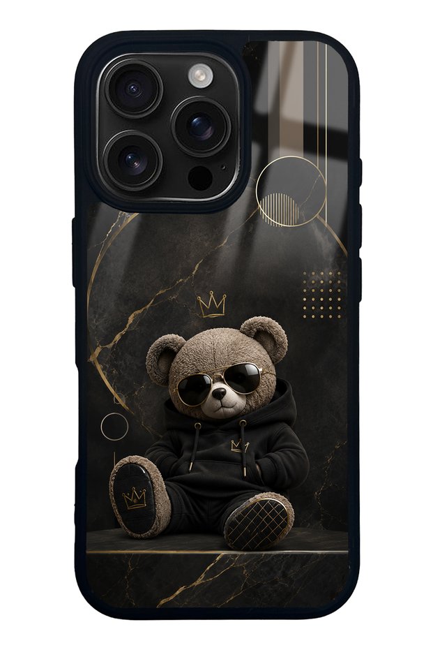 iPhone 16 Pro Royal Teddy Design Glossy Phone Case