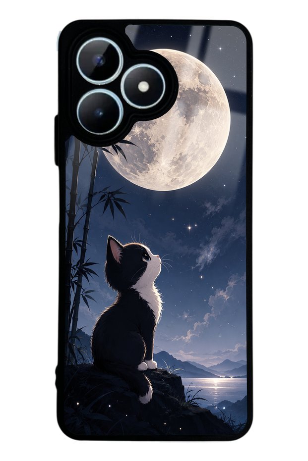 حافظة هاتف لامعة بتصميم Realme Note 50 Moon Guardian Kitty
