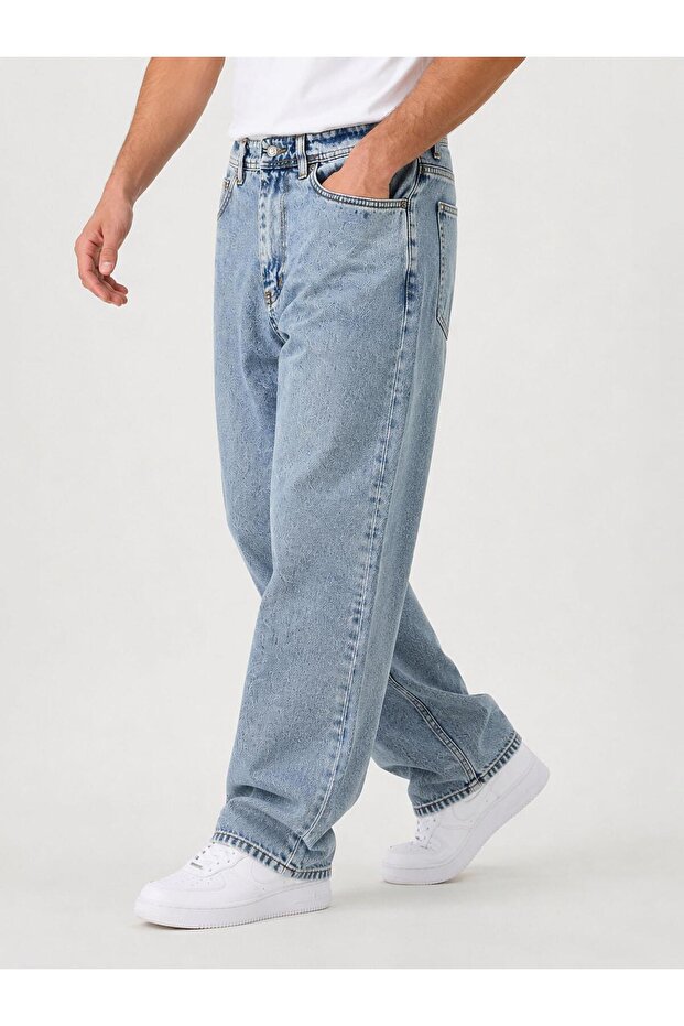Black Wood Denim Men's Baggy Jean Trousers 7748