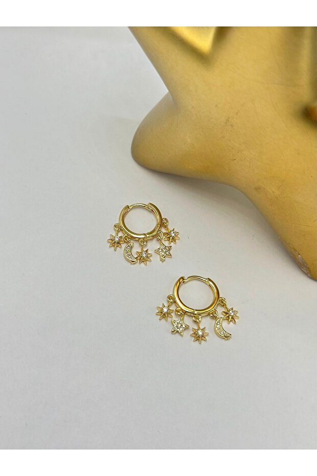 Charm Detailed Hoop Earrings (Brass Plated)