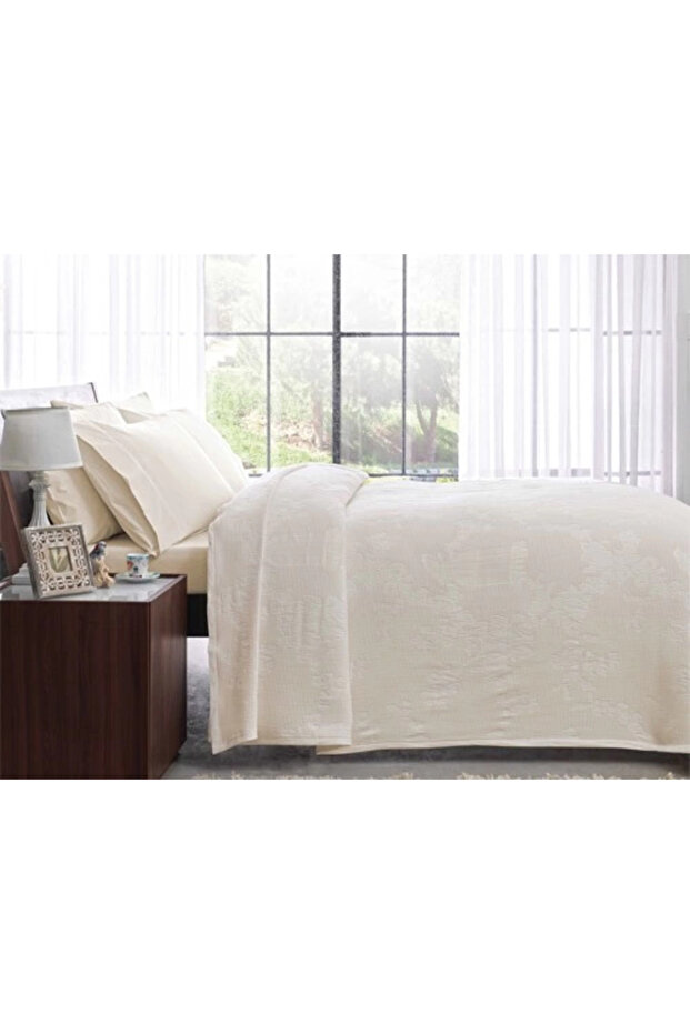 Taç jacquard single-person bedspread set celeste