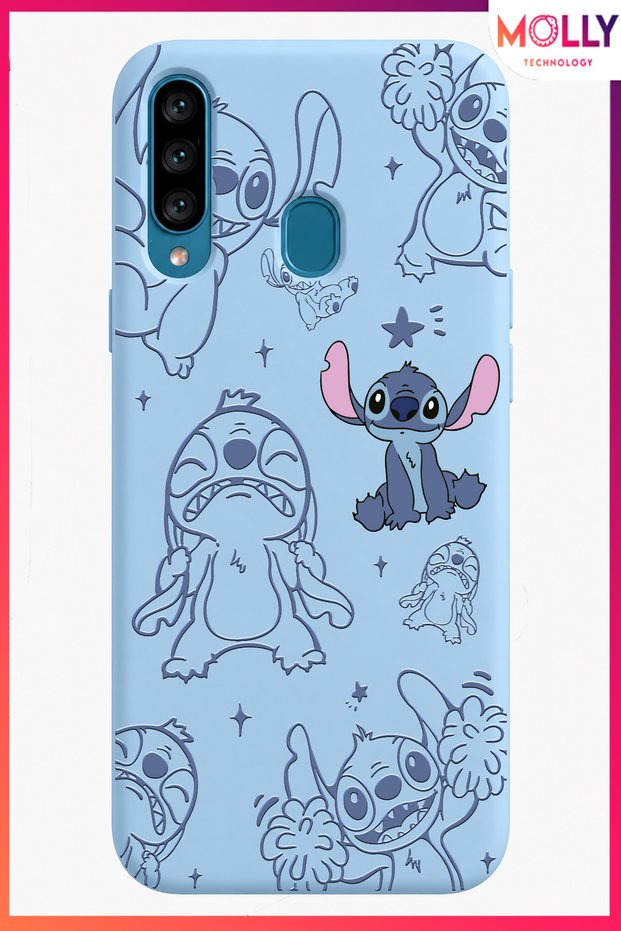 Baby Blue Stitch Sweet Freakery Pattern Silicone Case for Samsung Galaxy A20S