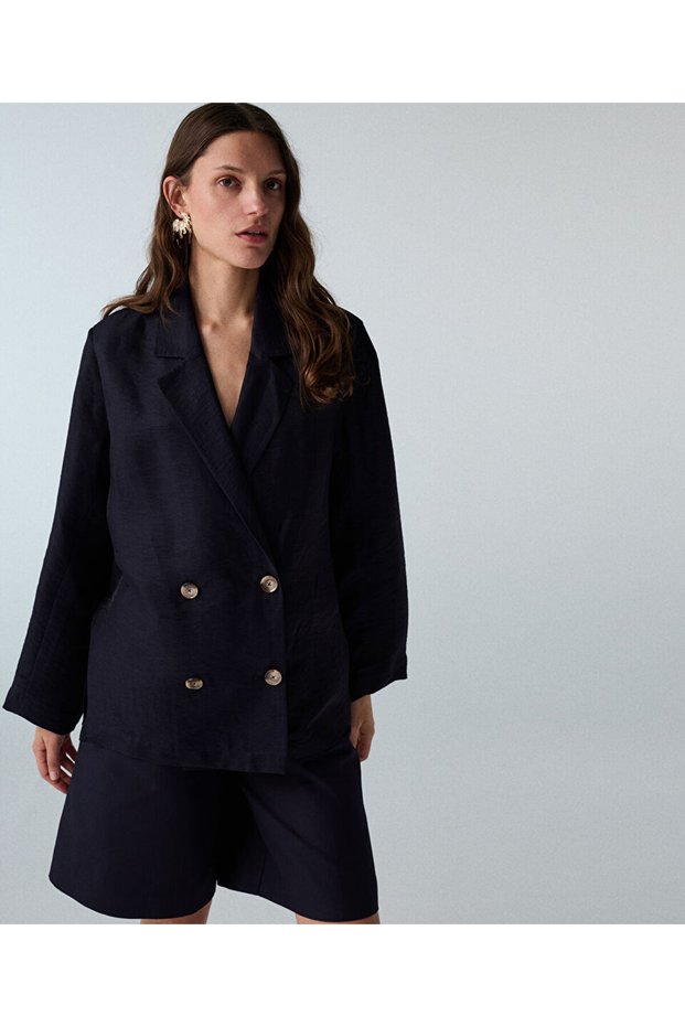 Kruvaze astarsız blazer