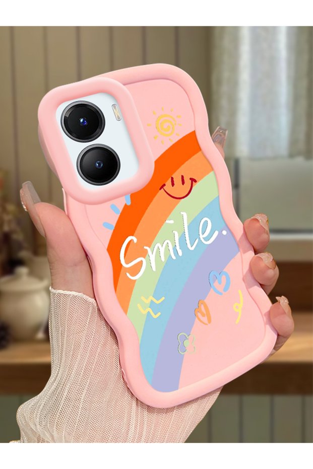 Vivo Y56 Compatible Case Camera Protector Pink Silicone Couple Phone Case Rainbow Pattern