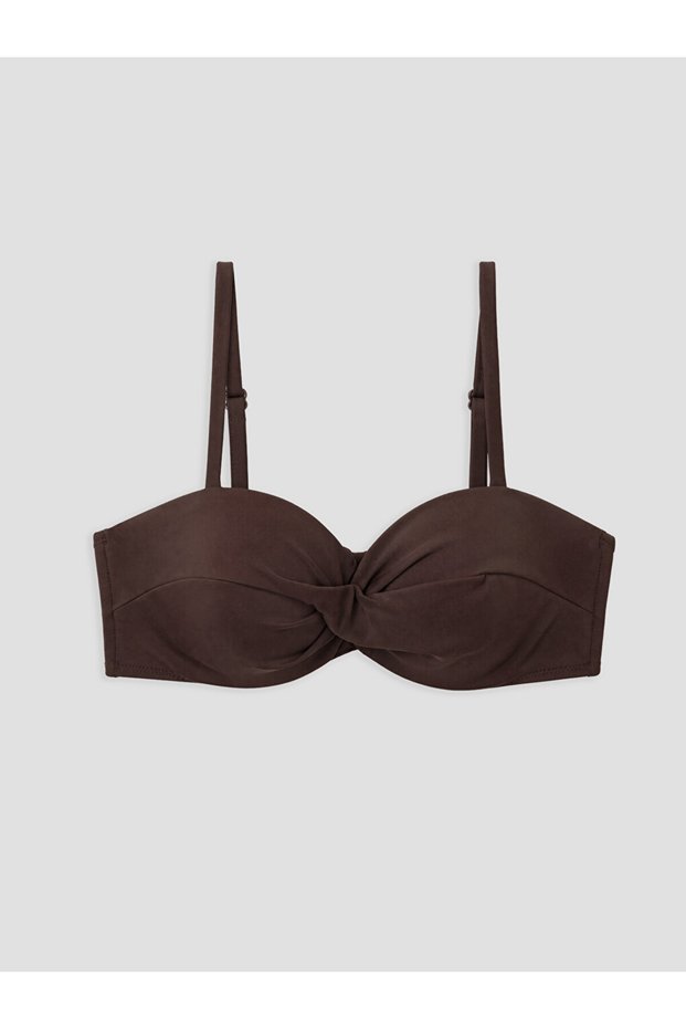 Brown Underwire Unpadded Women's Drawstring Bikini Top