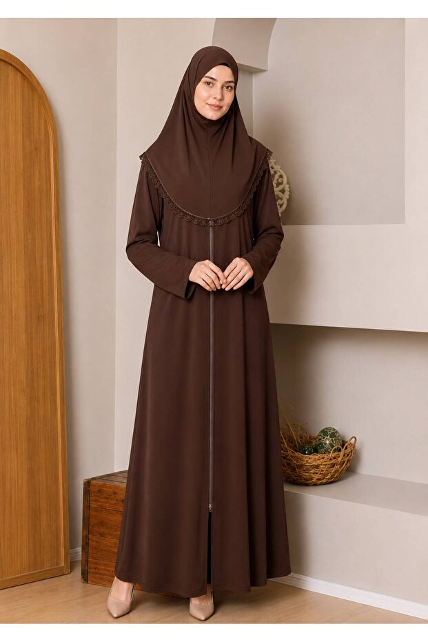 Cotton Combed Prayer Robe Anti-Sweat Prayer Wear Hooded Cap Ferace