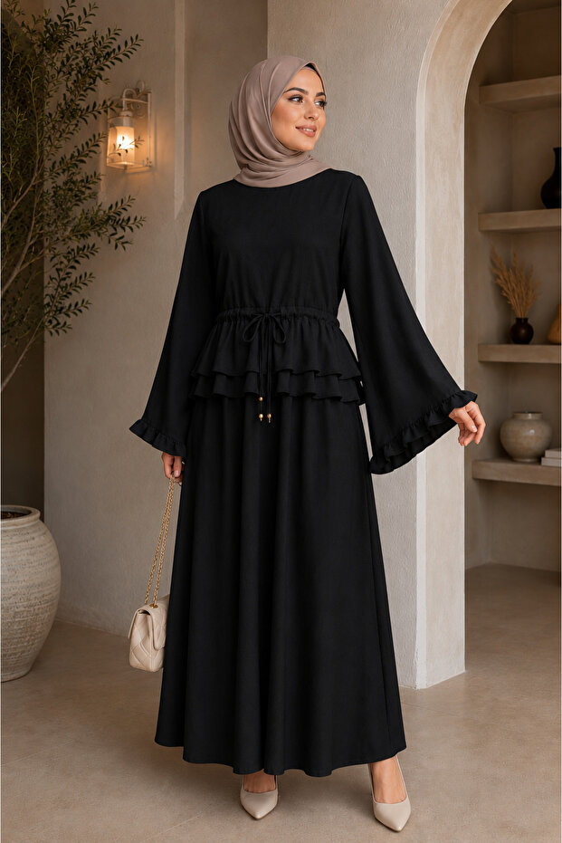 Women's Skirt and Tunic Set with Waist Tie