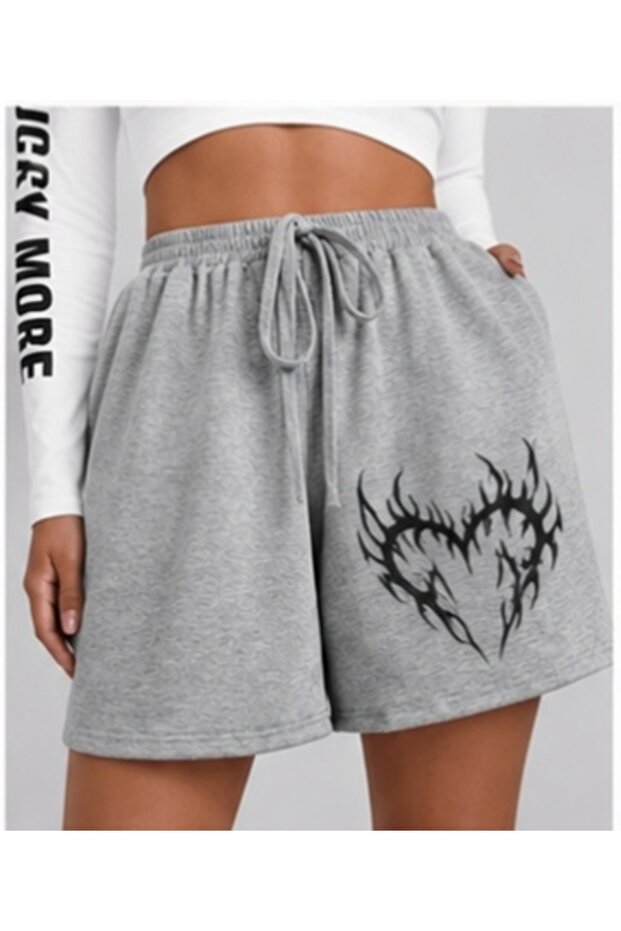 Unisex Oversize Relaxed Fit High Waist Special Design Printed Summer Shorts