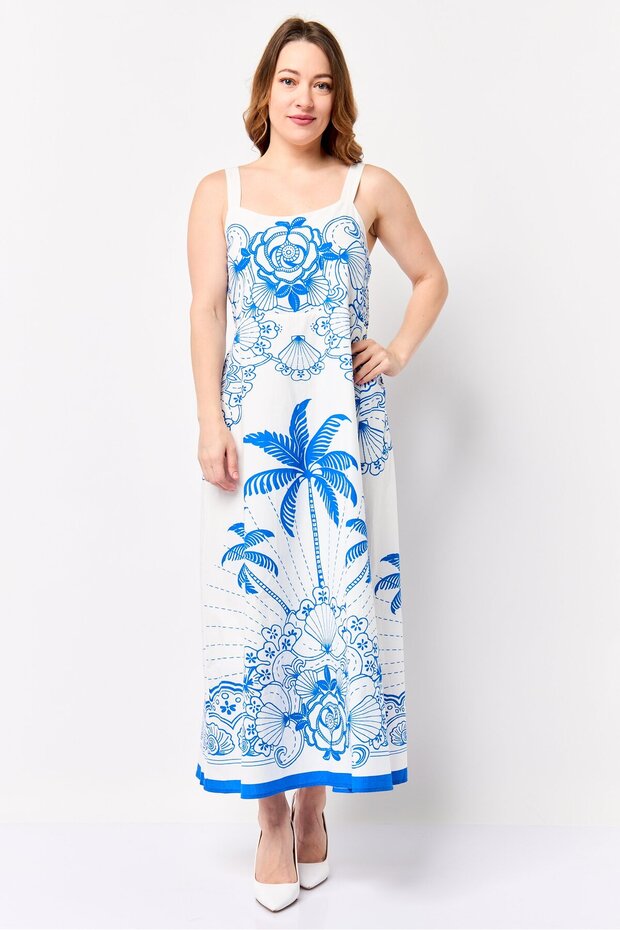 Women Allover Print Midi Dress, Multicolor