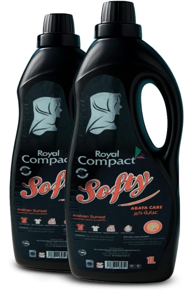 Compact Softy Abaya Care Liquid Detergent, Perfect Formula for Delicate & Dark Fabrics (Arabian Sunset, 2 x 1 Liter)