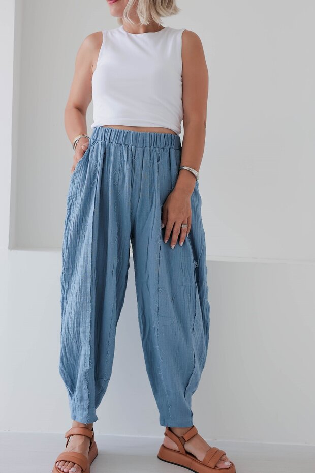 1018 Pis Stitched, Muslin, Balloon Pants