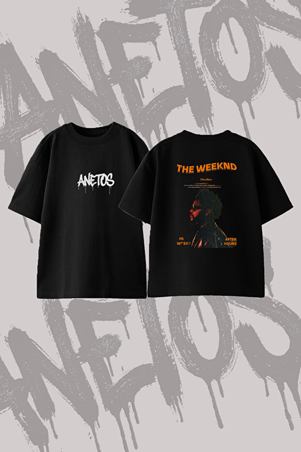 The Weeknd_69 Design Back Printed Cotton Black Oversize T-Shirt