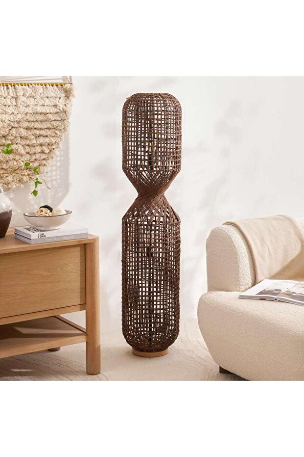 Khaleya 2-Lights E-27 Floor Lamp Dia 30x135cm - Brown