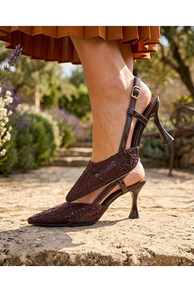 Lace-Up Open-Back Stiletto