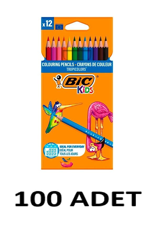 100 Pieces Tropicolors Dry Crayons 12 Colors