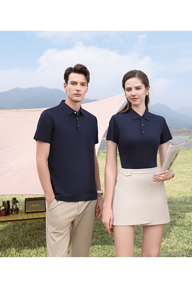 Arw50358 Seri̇ntutan--High Quality Buttoned Merserized Polo Collar Tshirt