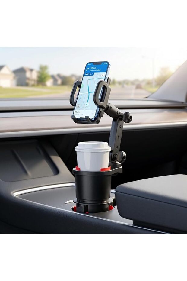 Car Cup Holder Phone Mount with Adjustable Base, Stable Fit for Most Cup Holders,