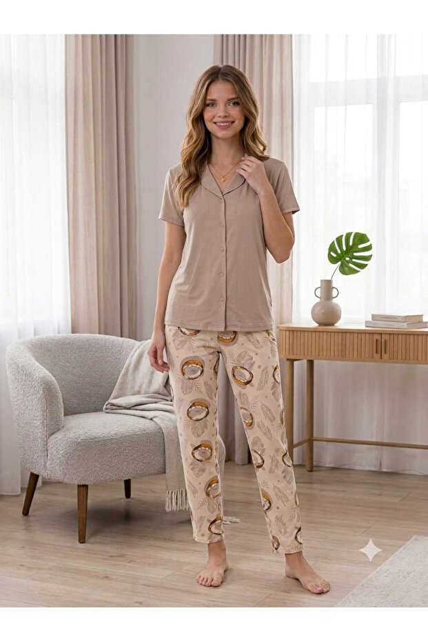 Kisakol Jacket Collar Pajama Set