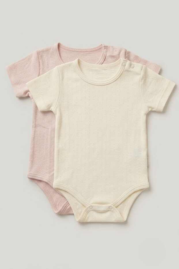 Baby 2-Piece Bodysuit Set - 100% Cotton Short Sleeve Snap-On Bodysuits