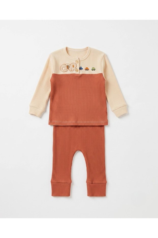 100% Cotton 0-3-6-9-12 Months Baby Boy Car Printed Thin Seasonal 2-Piece Top and Bottom Baby Set