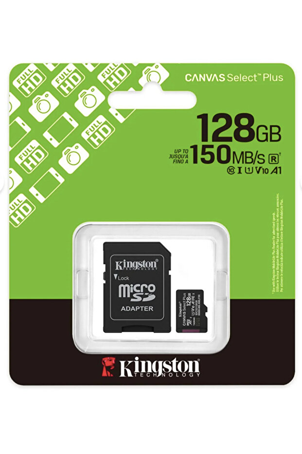 128Gb Microsdxc Canvas Select Plus 150Mb-S A1 Card + Adapter Memory Card