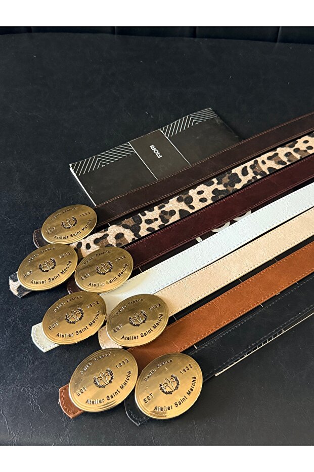 Imported Oval Gold Buckle Thin Belt, Trouser Belt, Shirt Belt, Jacket Belt