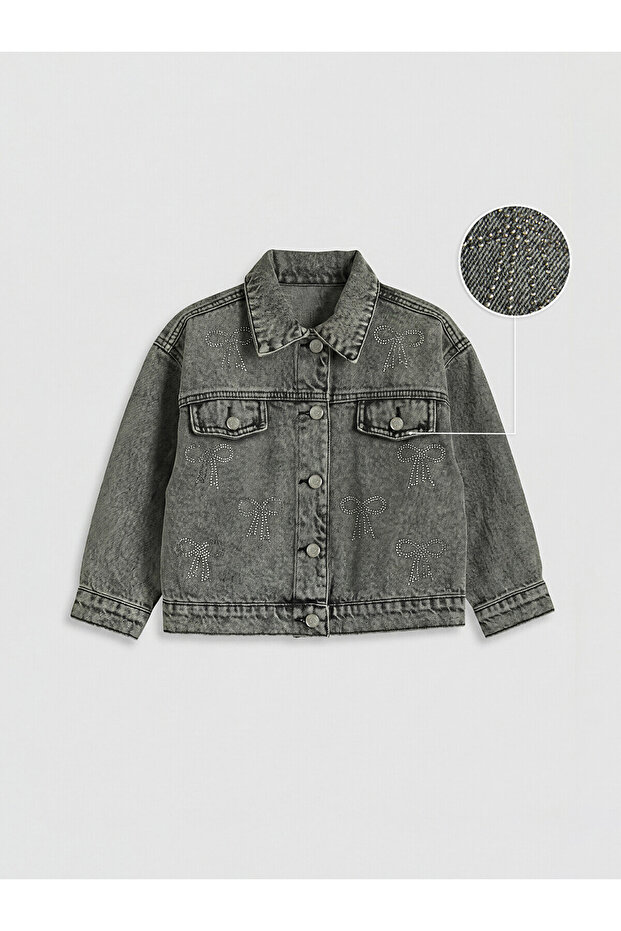 Gray Comfortable Fit Girls' Jean Jacket