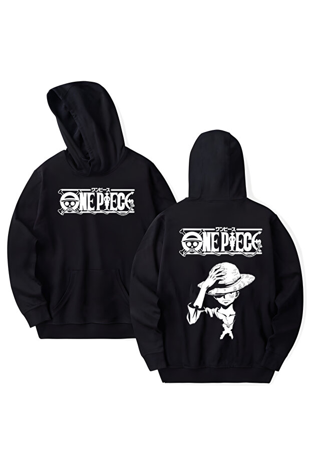 One Piece Printed Cotton Long Sleeve 3 Thread Hooded Sweatshirt