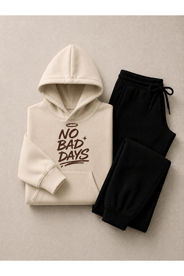 طقم بدلة رياضية شتوية مطبوعة بطباعة No Bad Days للجنسين