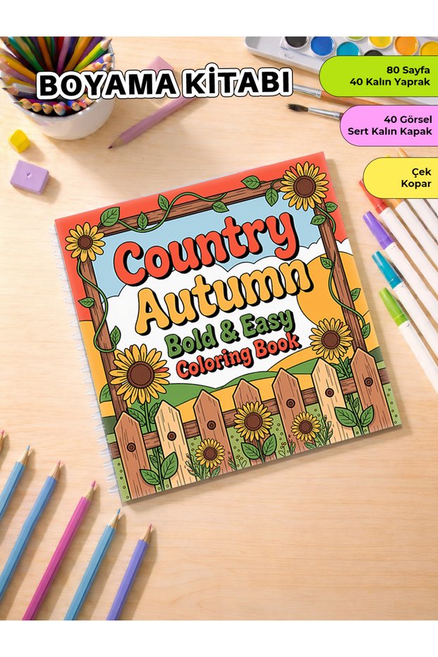 Country Autumn Coloring Book – 21X20 cm I 40 Visuals I for Children and Adults