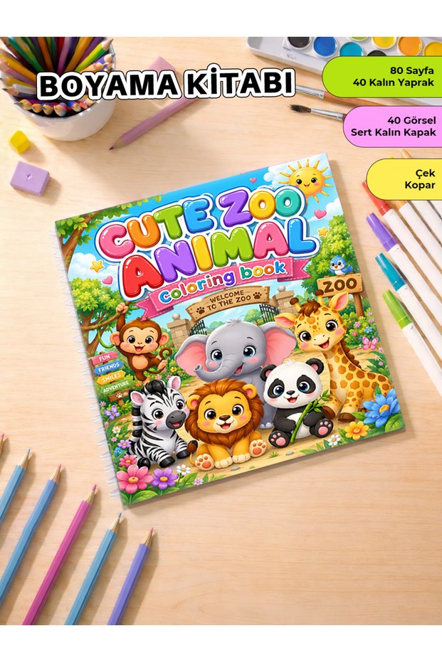 Cute Zoo Animal Coloring Book – 21X20 cm I 40 Visuals I for Children and Adults