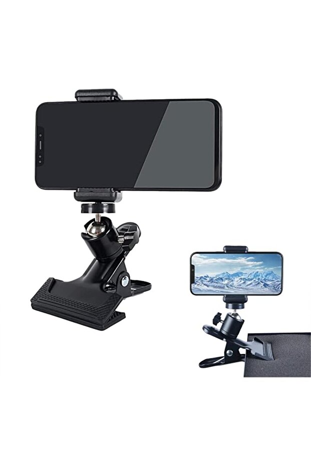 360° Metal Clamp Desk Phone Holder with 1/4 Ball Head