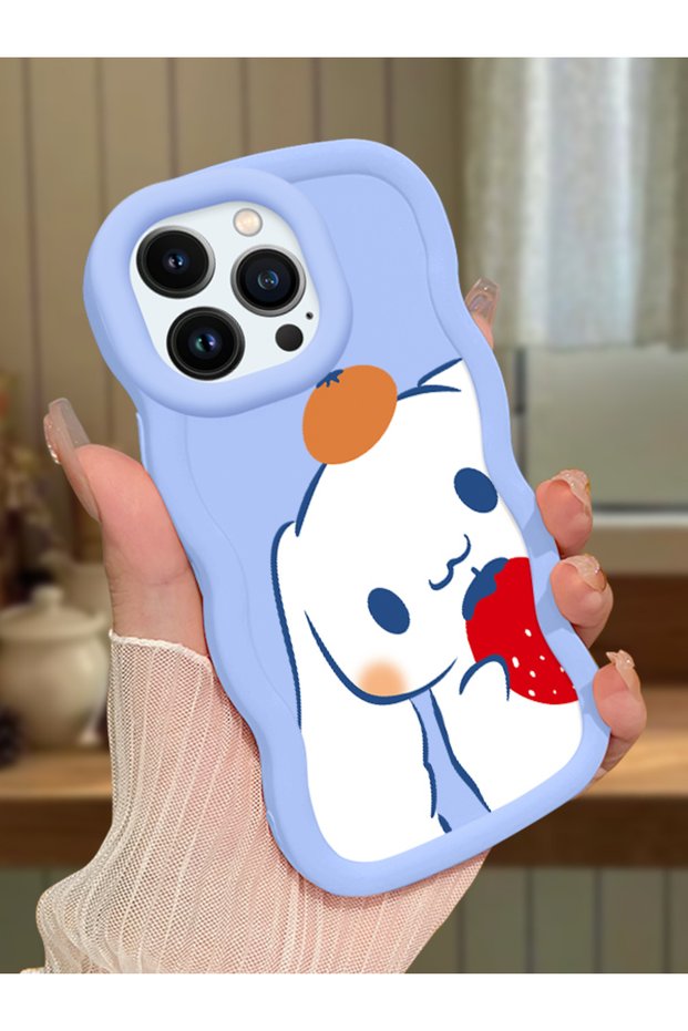 iPhone 13 Pro Compatible Case Camera Protector Blue Silicone Couple Phone Case Stripe Pattern