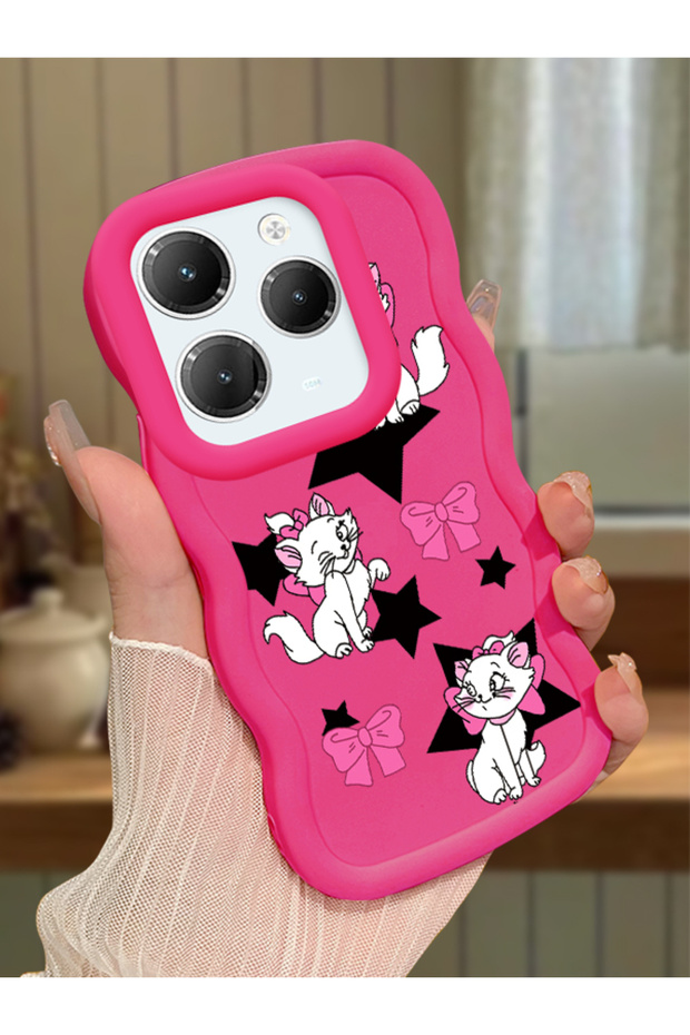 Infinix Hot 40 Pro Compatible Case Camera Protector Red Silicone Couple Phone Case Character Pattern