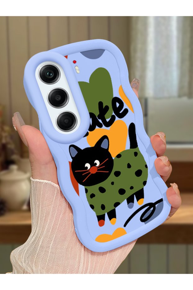 Tecno Camon 40 Compatible Case Camera Protector Blue Silicone Couple Phone Case Cat Pattern