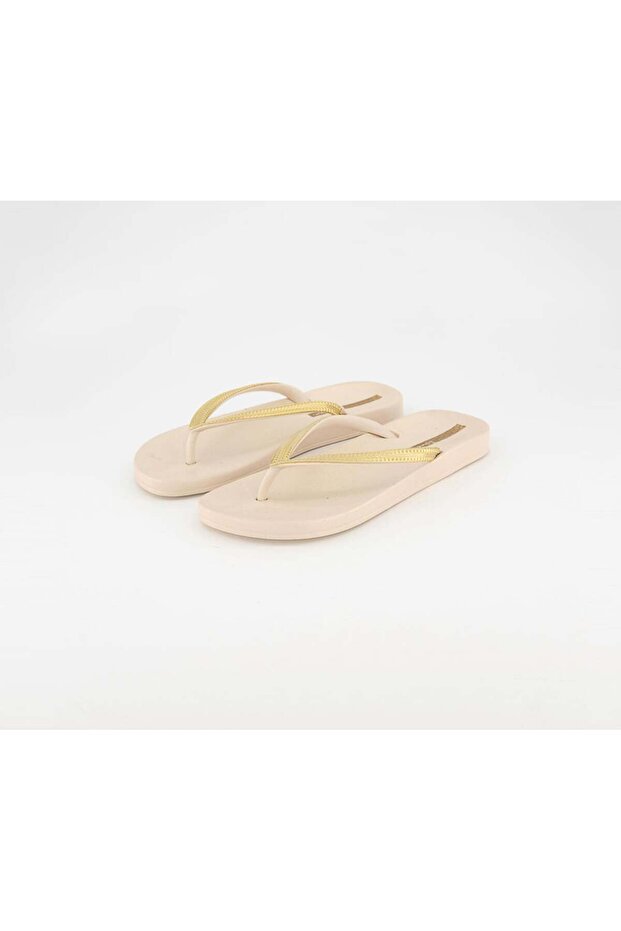 Women Ana Metallic Flip Flops, Beige and Gold